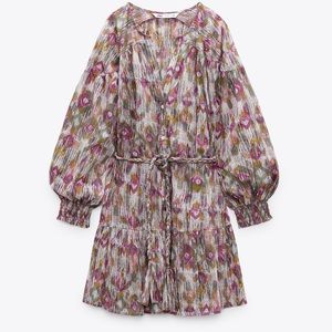 Woven belted mini dress